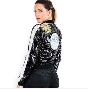 Hard rock sequin bomber jacket